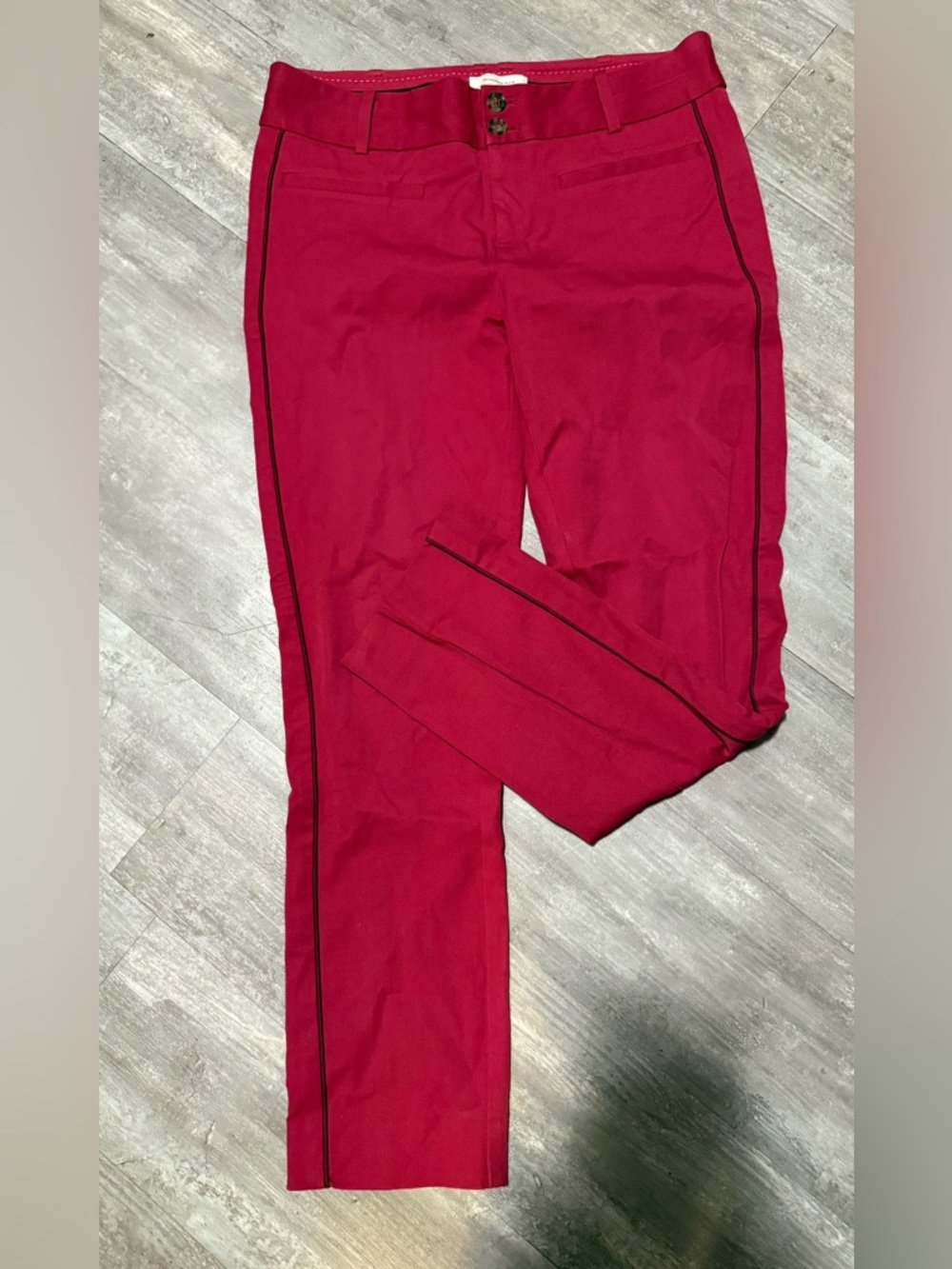 Anthropologie Red Slim Pants with Contrast Waistband